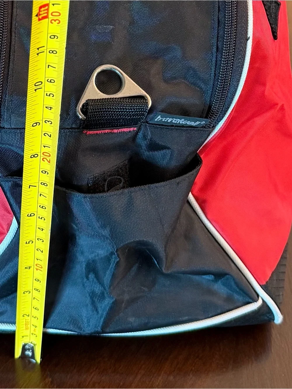 Omega Red and Black Men's Travel Duffel with Teal Trim